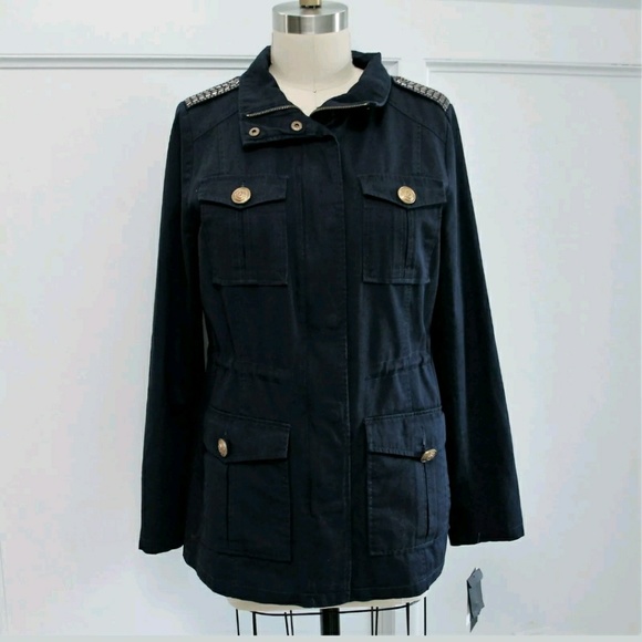 Steve Madden Navy Blue Military Jacket - Picture 1 of 3